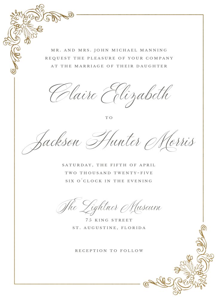 Romantic Scrolls Foil Pressed Invitation