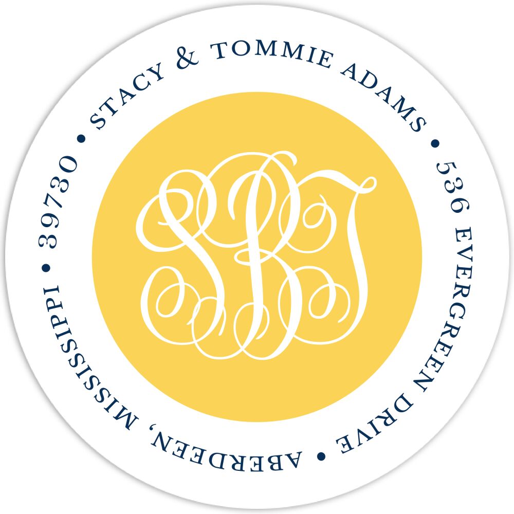 Solids Marigold Round Address Label