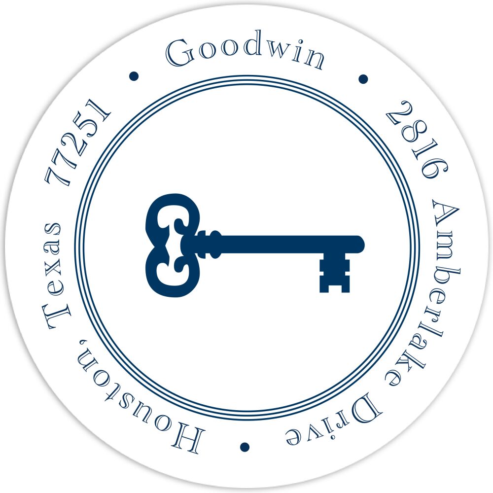Pinstripes Navy Round Address Label