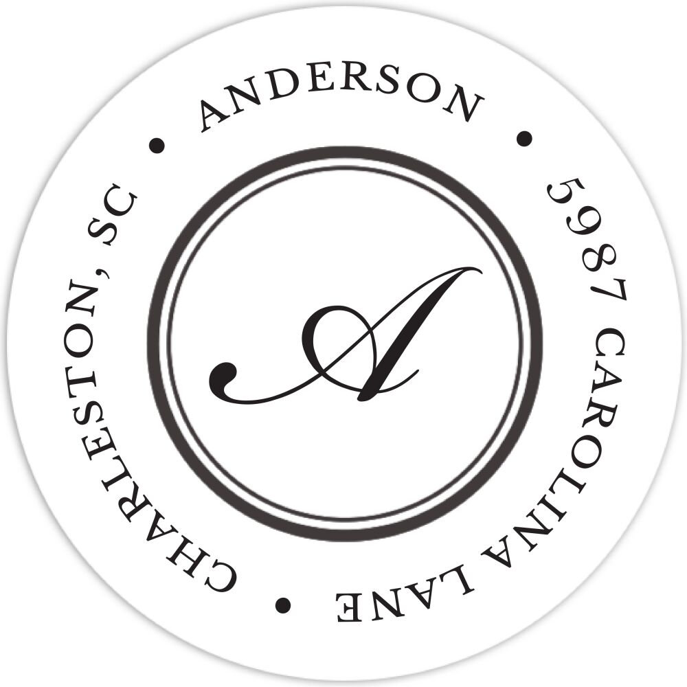 Tailored Border Black Round Address Label