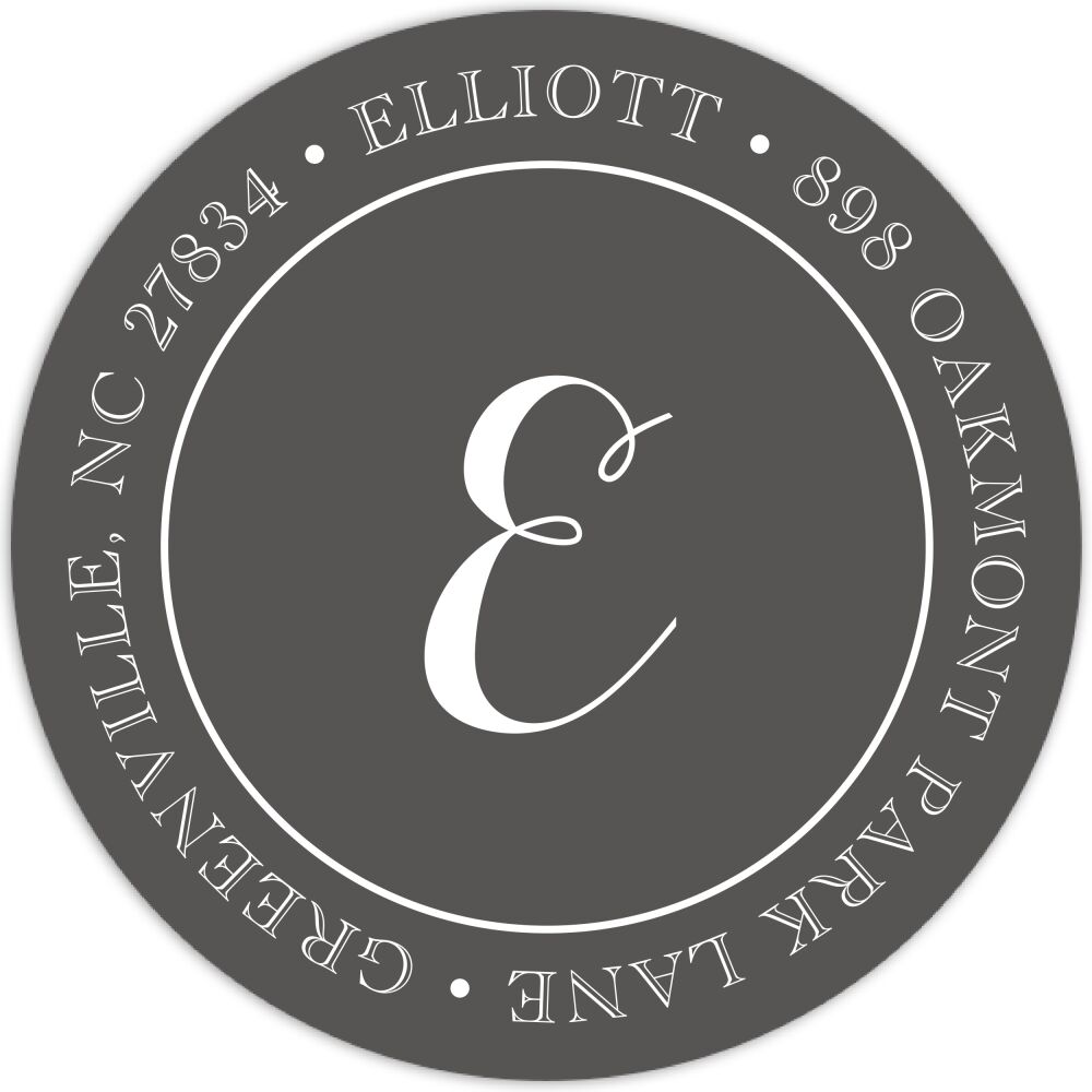 Charcoal Rehearsal Dinner Round Address Label