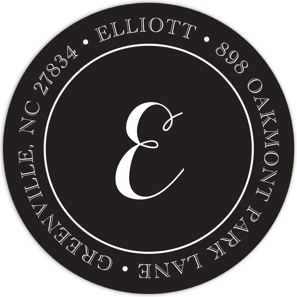 Black Rehearsal Dinner Round Address Label
