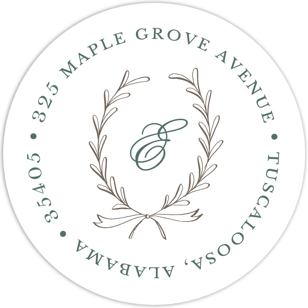 Laurel Wreath Shale Round Address Label