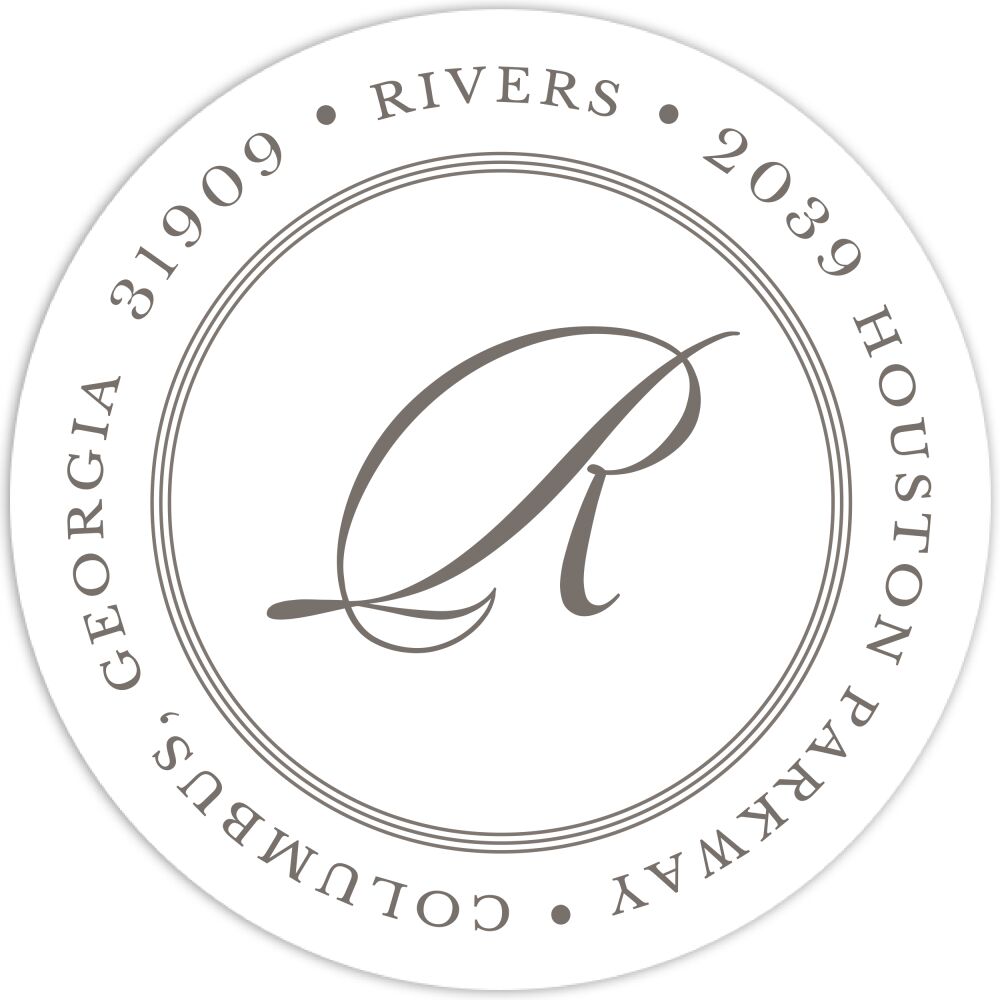 Pinstripes Grey Round Address Label
