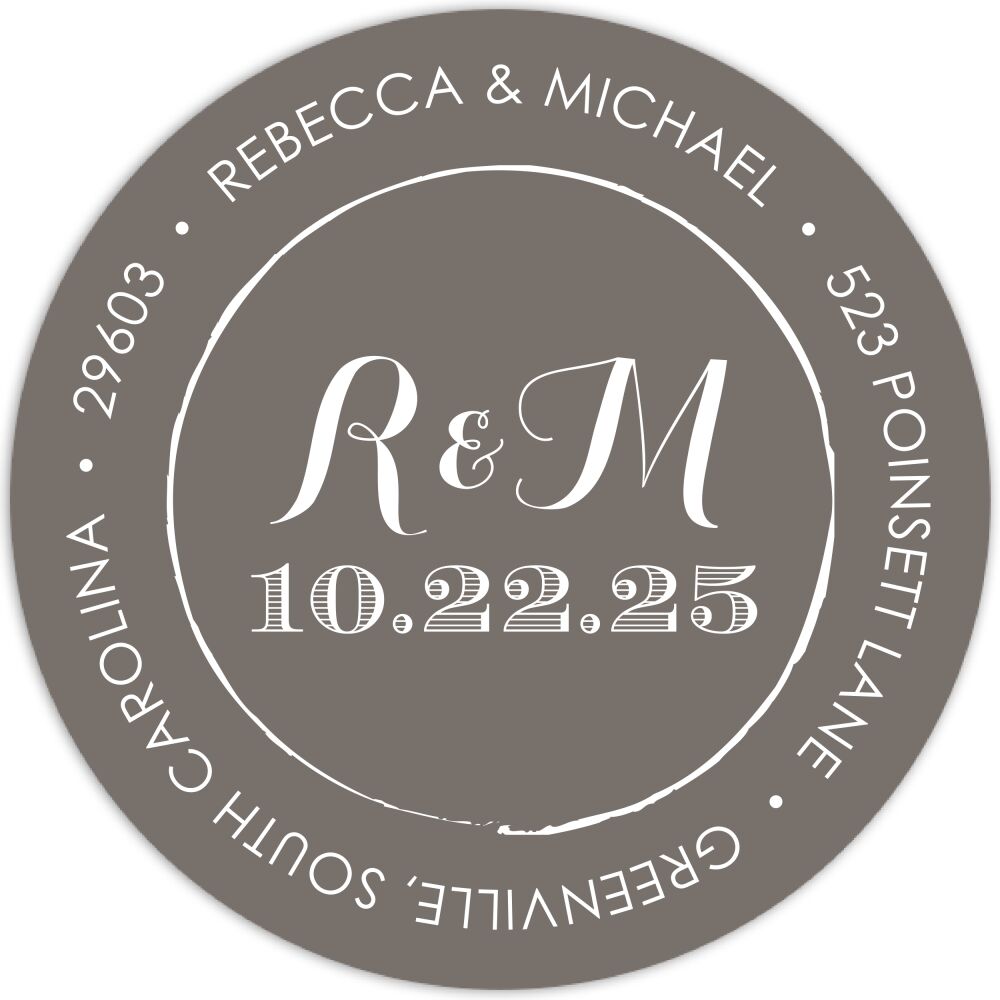 Painted Edges Gray Round Address Label