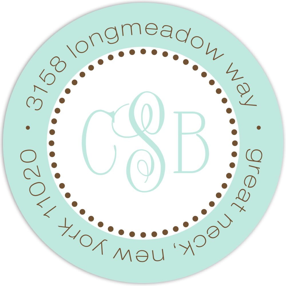 Tiny Beads Robin's Egg Round Address Label