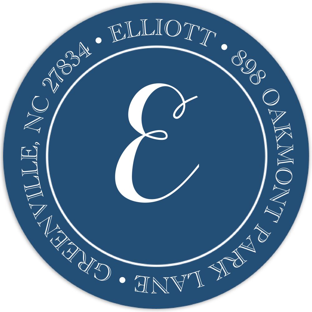 Navy Rehearsal Dinner Round Address Label