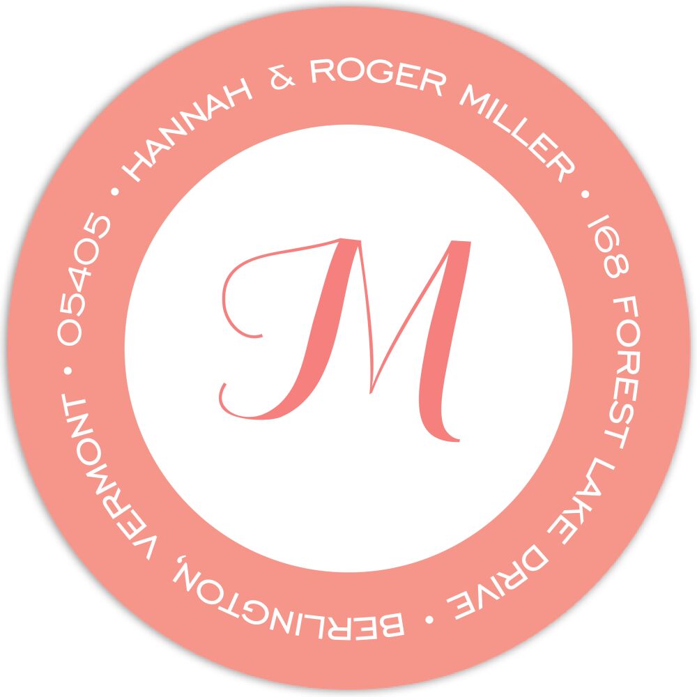 Solids Coral Round Address Label