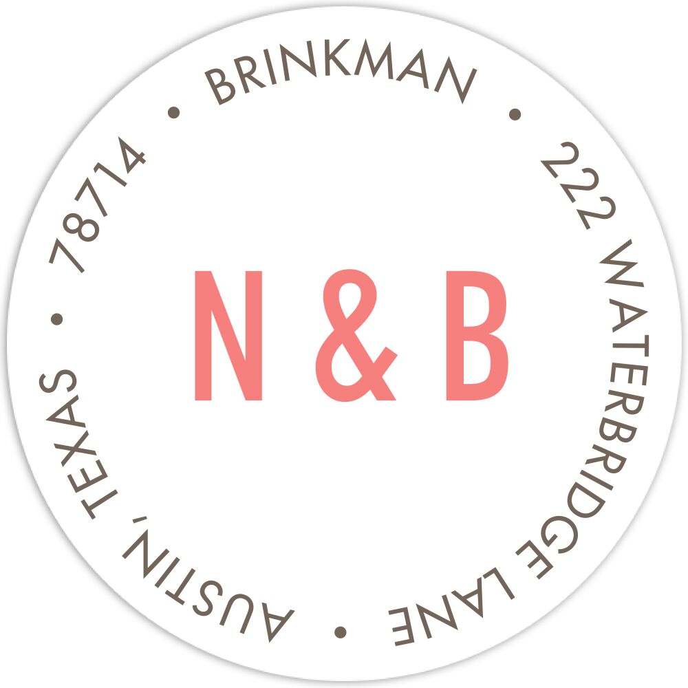 Engaged Ribbon White Round Address Label