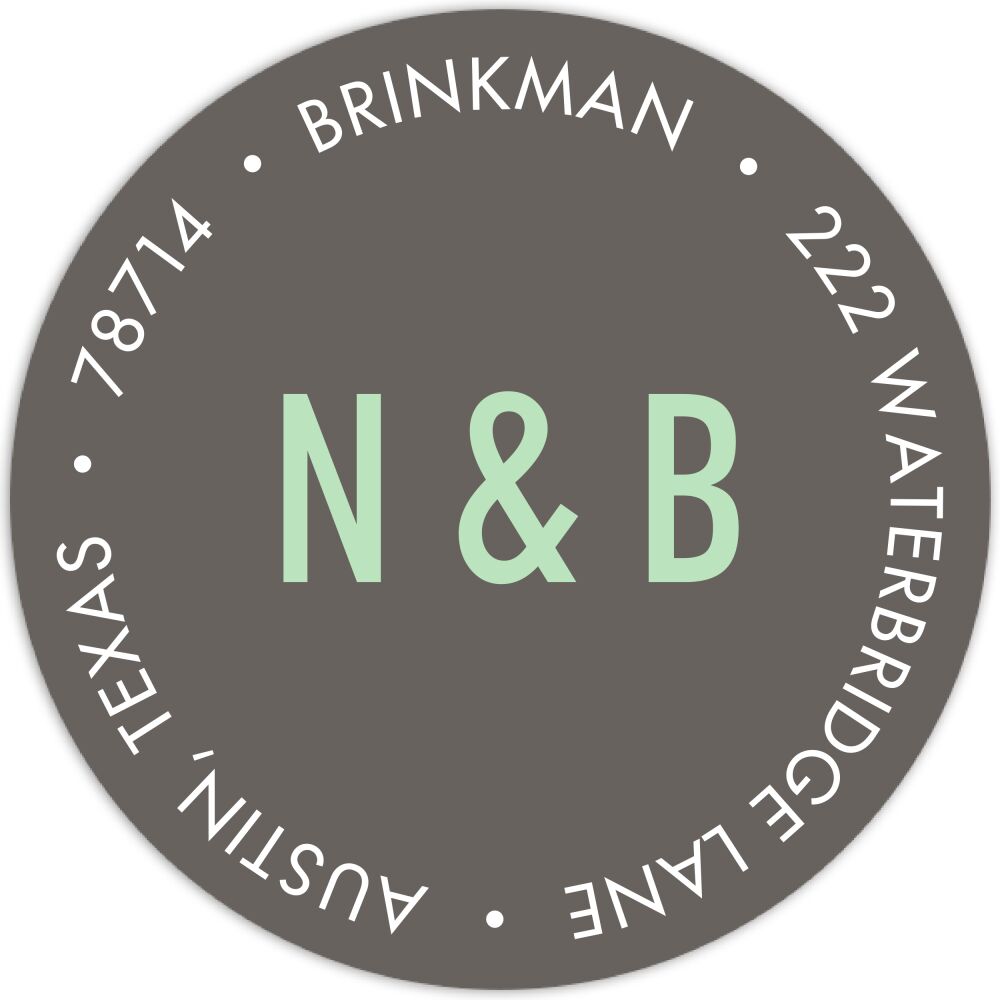 Engaged Ribbon Dark Grey Round Address Label