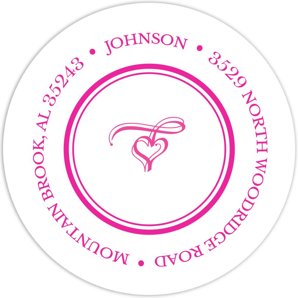 Tailored Border Hot Pink Round Address Label