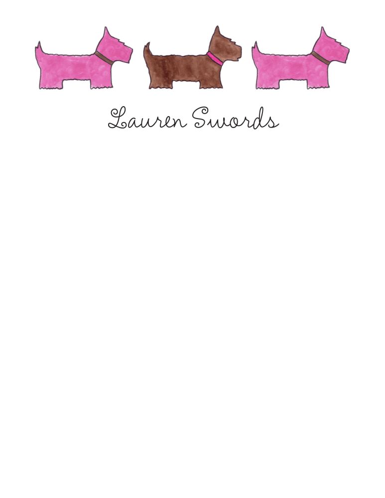 Preppy Pups In Pink Flat Note