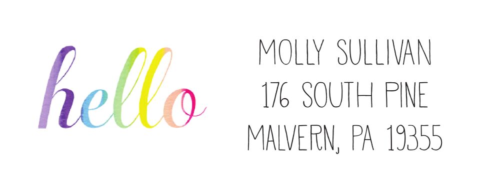 Hello Rainbow Return Address Sticker