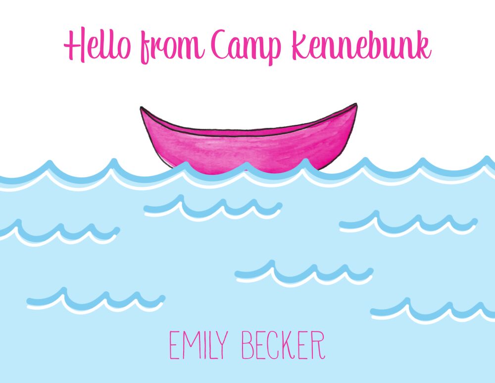 Pink Canoe Camp Postcard