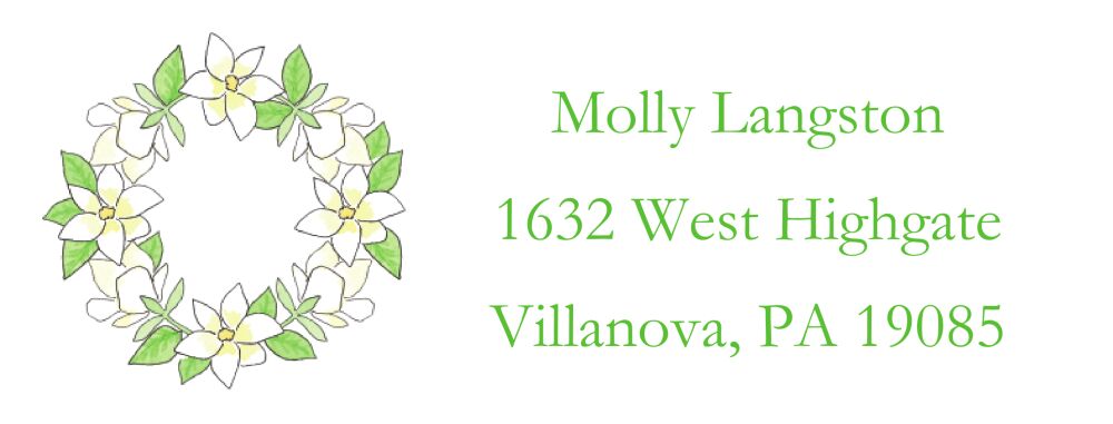 Magnolia Wreath Return Address Sticker