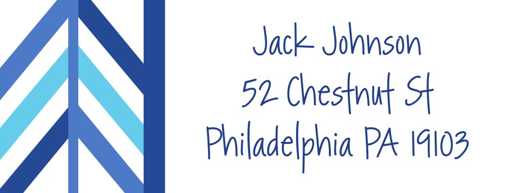 Blue Arrow Return Address Sticker
