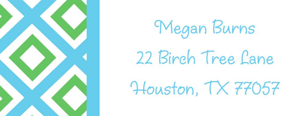 Geo Blue Return Address Sticker