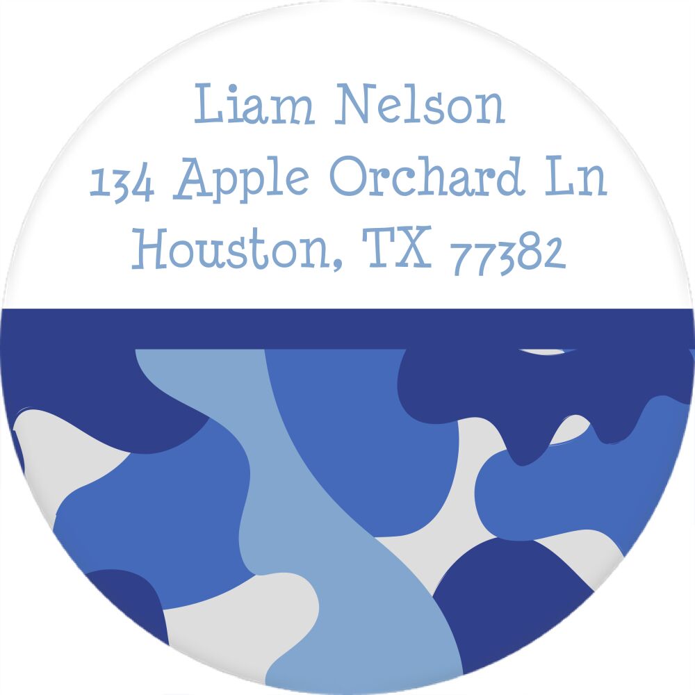 Blue Camo Return Address Sticker