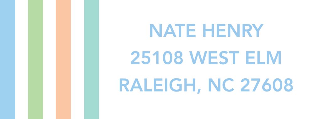 Block Letters in Blue Return Address Sticker