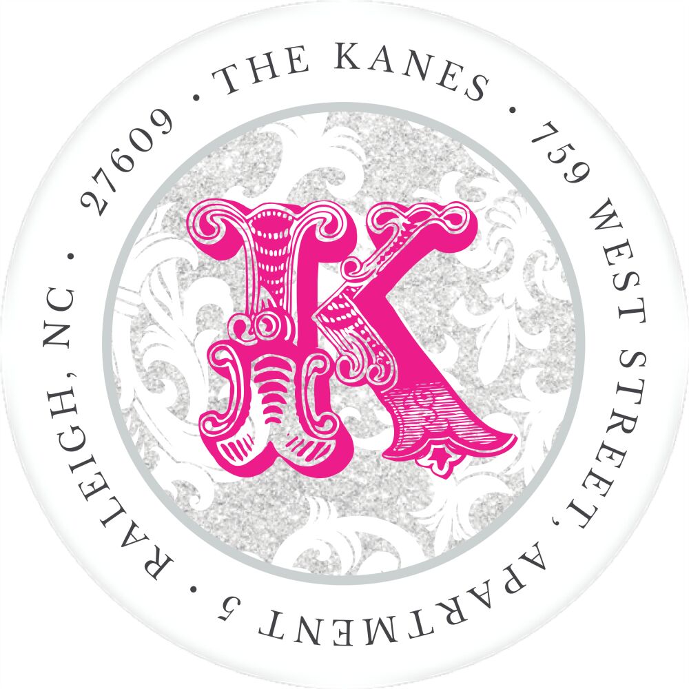 Silver Patterned Posh Round Gift Sticker