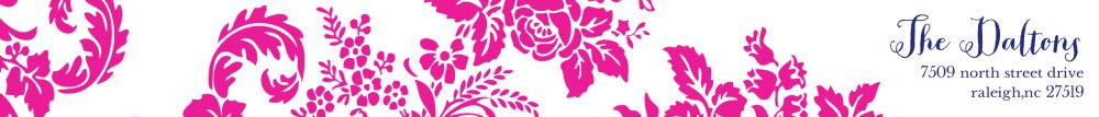Pink Flourish Posh with Navy Ink Wrap-Around Return Address Label