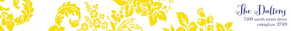 Yellow Flourish Posh with Navy Ink Wrap-Around Return Address Label