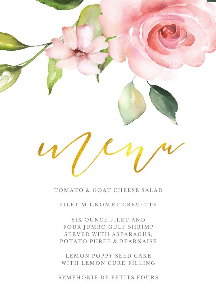 Love Blooms Menu