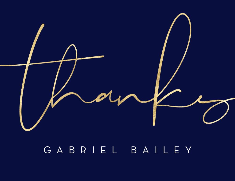 Simple Thanks Navy Folded Note