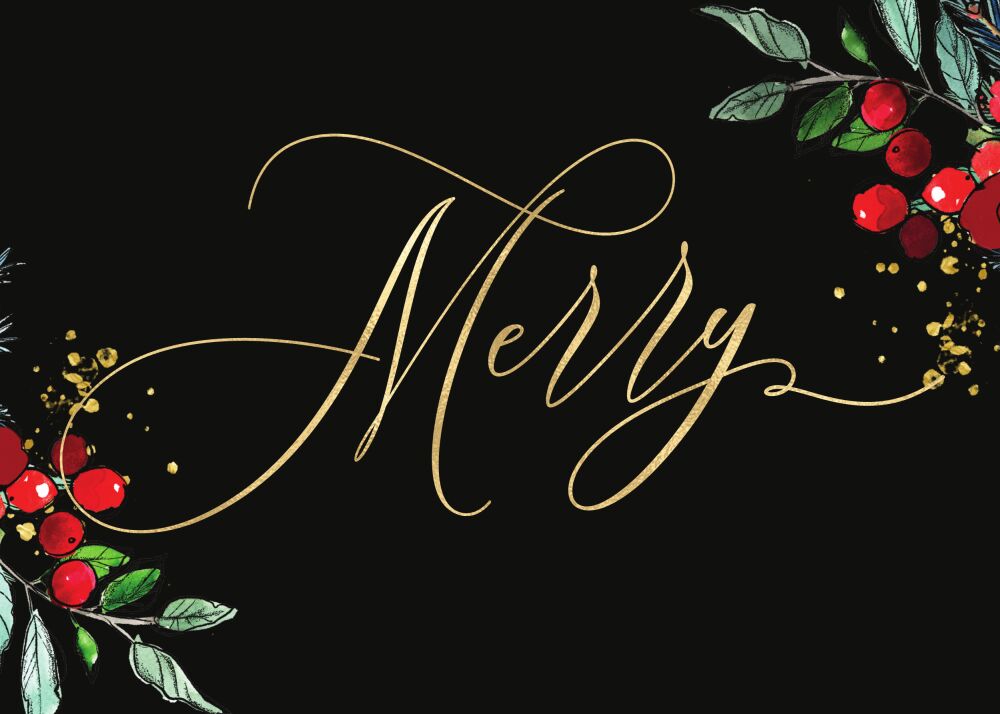Merry Berry Folded Holiday Greeting Card