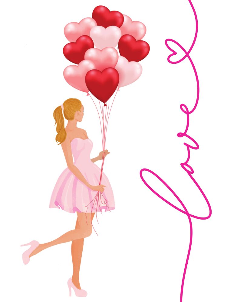 Holiday Girl Love Blonde Folded Holiday Greeting Card