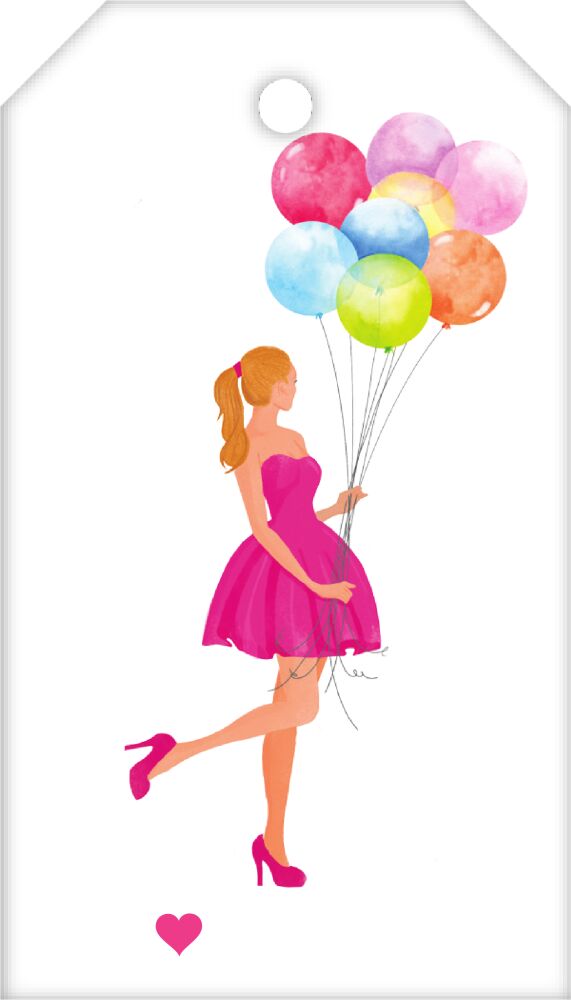 Girl with Balloons Blonde Hanging Gift Tag