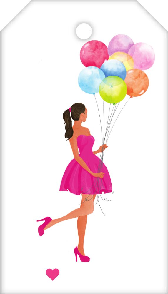 Girl with Balloons Multicultural Hanging Gift Tag
