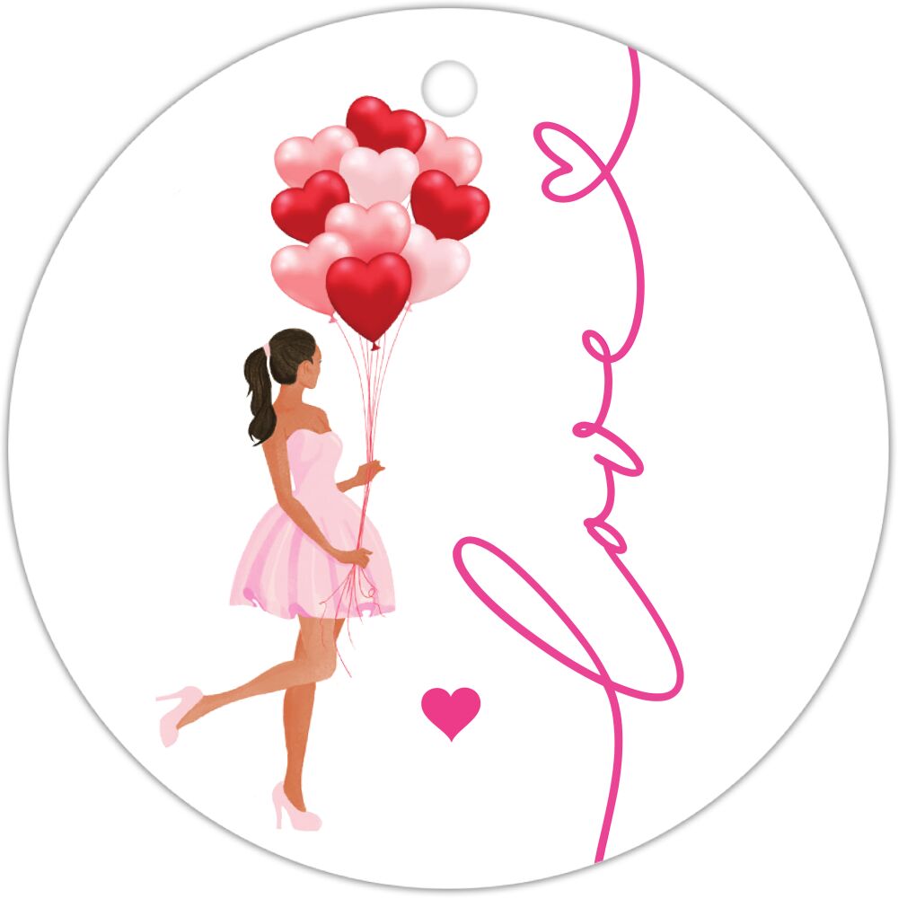 Holiday Girl Love Multicultural Round Hanging Gift Tag 