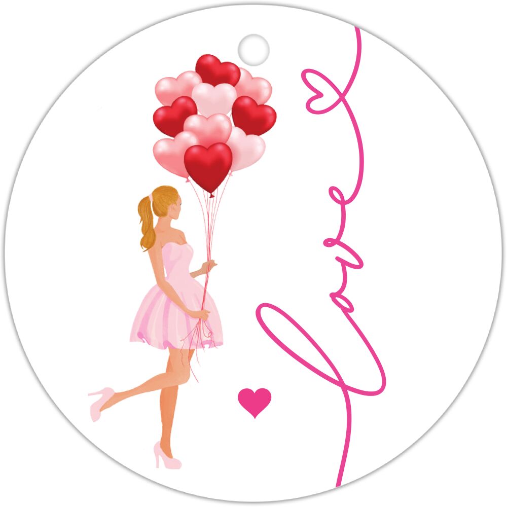 Holiday Girl Love Blonde Round Hanging Gift Tag