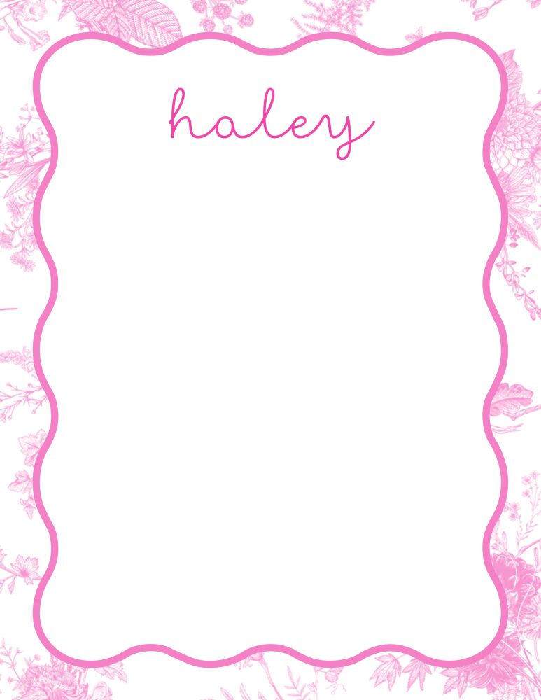 Vintage Floral Wave Pink Flat Note