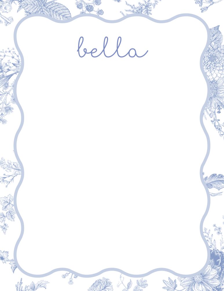 Vintage Floral Wave Blue Flat Note