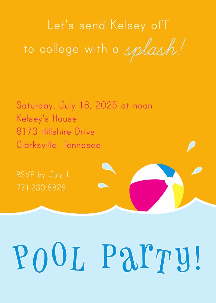 Pool Party Invitation 
