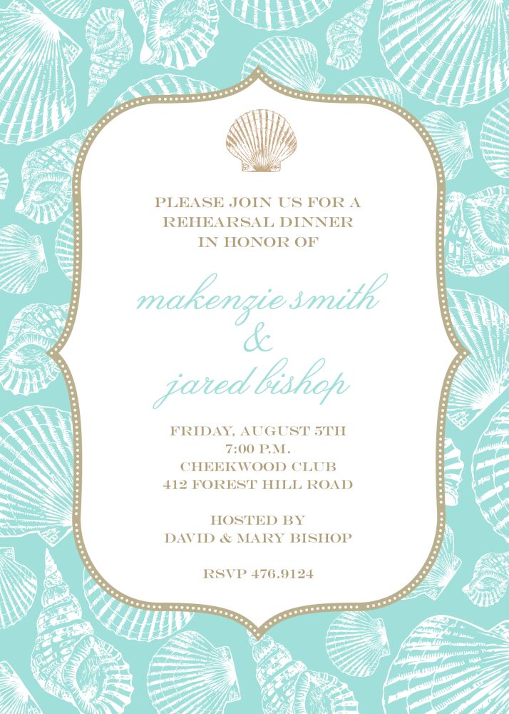 Aqua Seashells Invitation 
