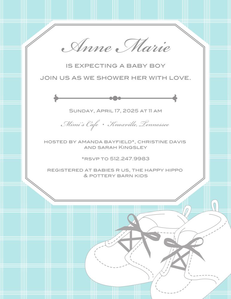 Baby Shoes on Aqua Sweet Petite Invitation 