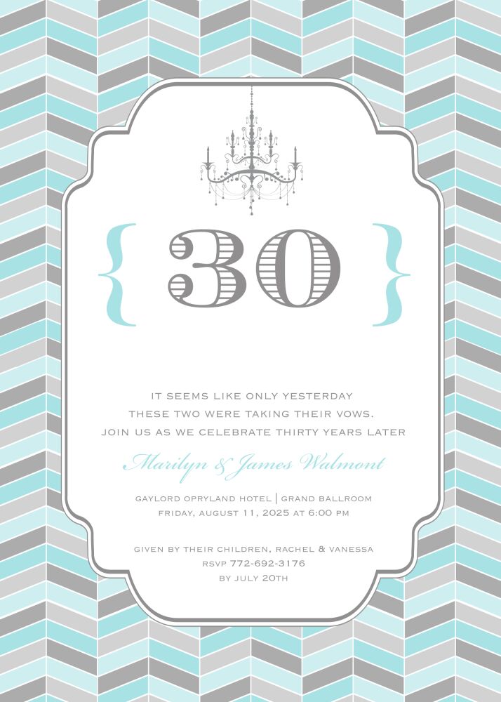 Blue and Grey Chevron Mosaic Invitation 