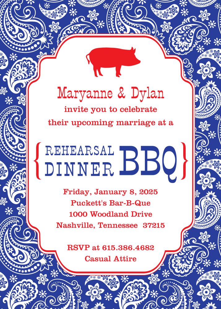 Blue Bandana Invitation 