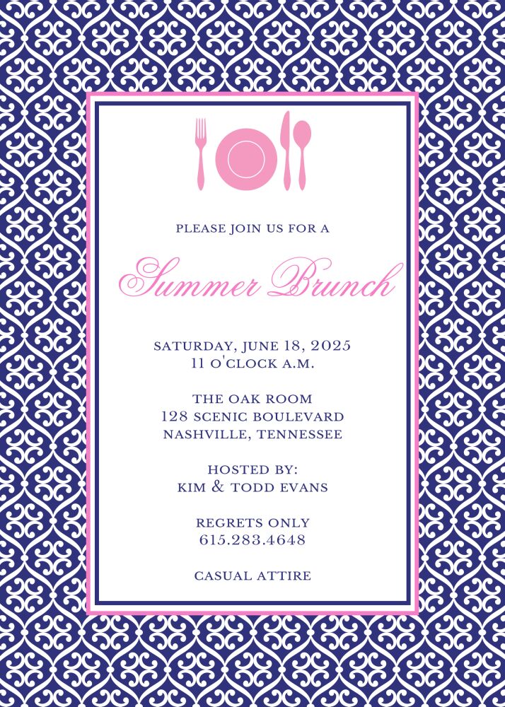 Navy Blue Linking Pattern Invitation 