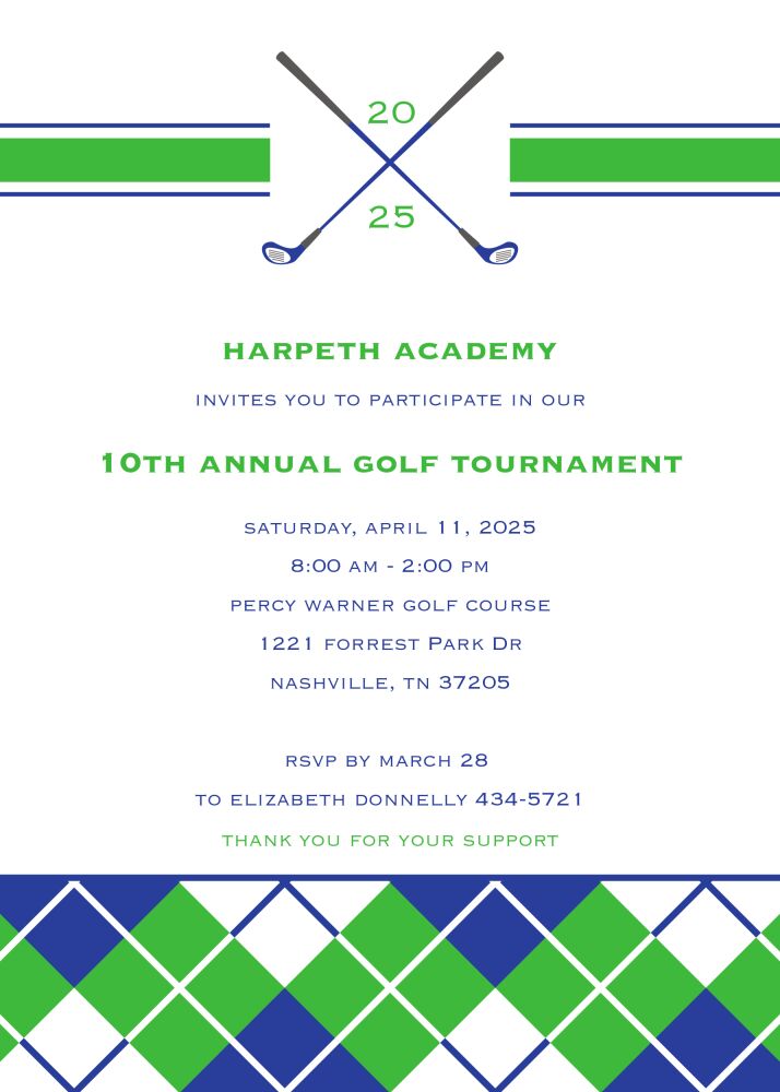 Golf Plaid Invitation 