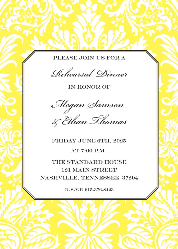 Yellow Damask Invitation 