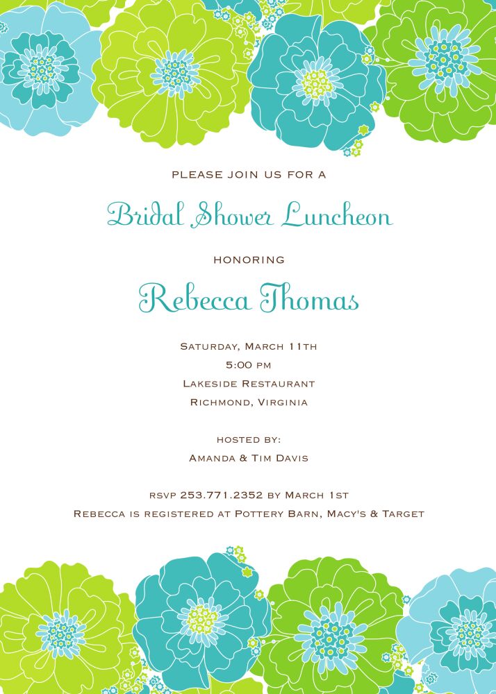 Modern Floral - Blue and Green Invitation 