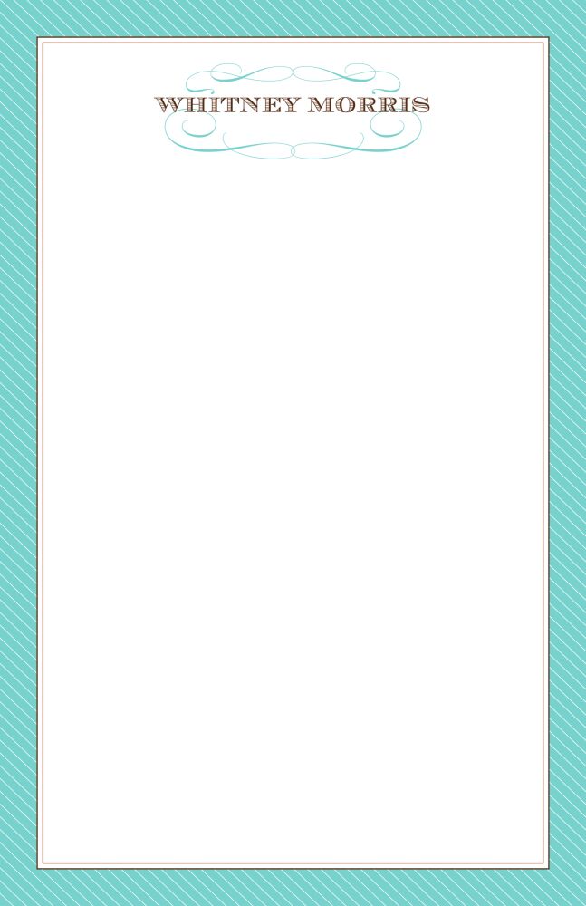 Blue Diagonal Striped Border with Name Fleurish Notepad 