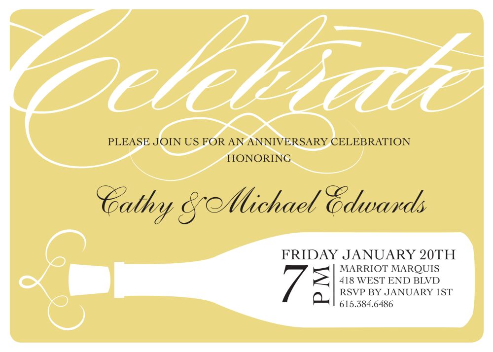 Gold Pop the Top Invitation 