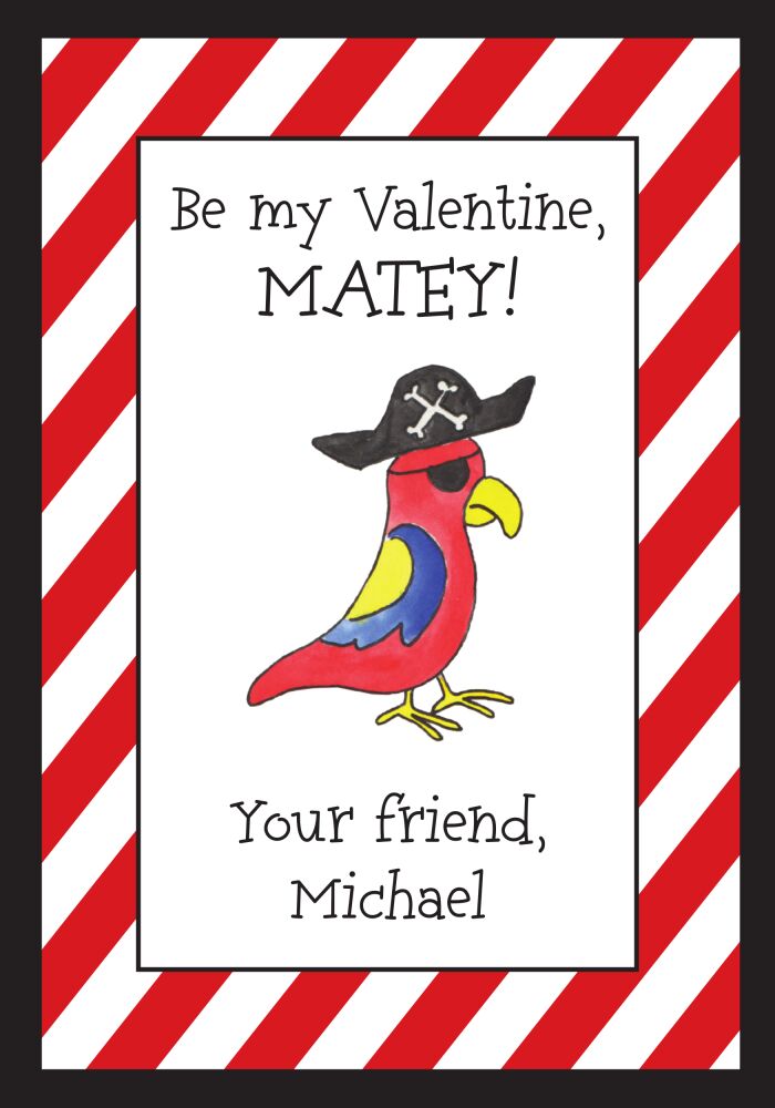Pirate Parrot Valentine Card