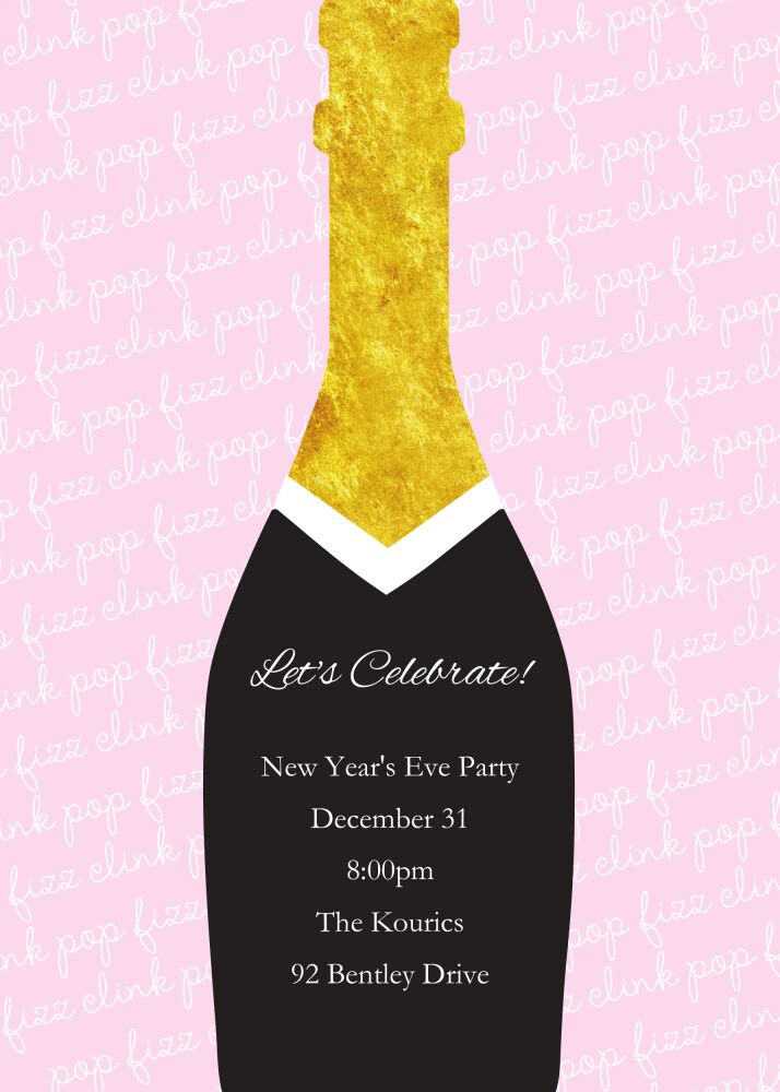 Clink Pop Fizz Invitation