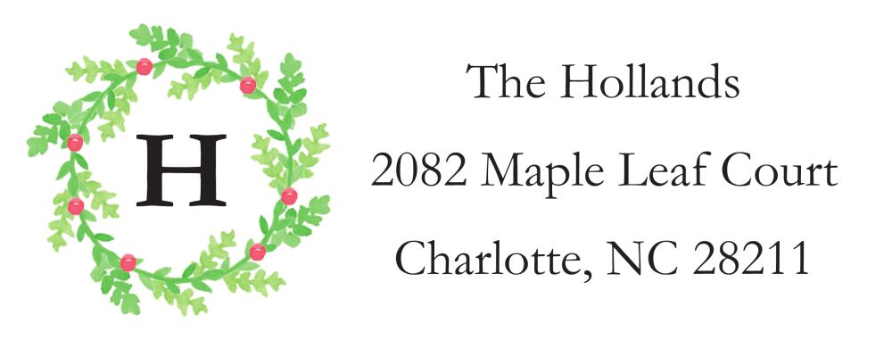 Monogrammed Wreath Return Address Sticker